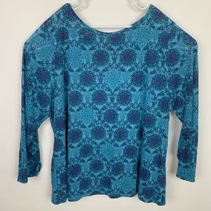 J Jill Blue & Purple Burnout Long Sleeve Shirt
